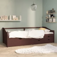 Łóżka - shumee shumee 3 osobowa sofa/łóżko z szufladami ciemnobrązowa 90 x 200 cm - miniaturka - grafika 1