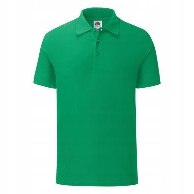T-shirt Polo Koszulka 100% BAWEŁNA Iconic630440 FruitLoom ZIELONY KELLY L