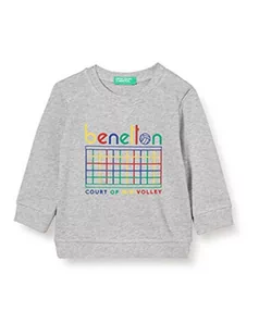 United Colors of Benetton Bluza dziecięca z kapturem - - 82, Melange jasnoszary 501, 82 - Bluzy dla dziewczynek - miniaturka - grafika 1