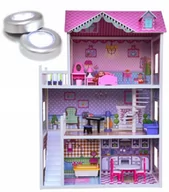 Domki dla lalek - Drewniany Domek Dla Lalek JULIA + Lampki LED - miniaturka - grafika 1