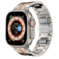 Akcesoria do smartwatchy - OPASKA PASEK TITANIUM Apple Watch 1/2/3/4/5/6/7/8/9/SE/Ultra/Ultra2 42/44/45/49mm tytanowo-pomarańczowa - miniaturka - grafika 1
