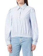 Bluzki damskie - TILDEN Damska bluzka z długim rękawem, biały, jasnoniebieski., L - miniaturka - grafika 1