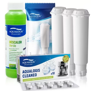 Zestaw Bosch, Filtr Aqualogis AL-TES46 3szt, Aqualogis Verde 250ml, Aqualogis Cleaneo 10szt - Akcesoria i części do ekspresów do kawy - miniaturka - grafika 1