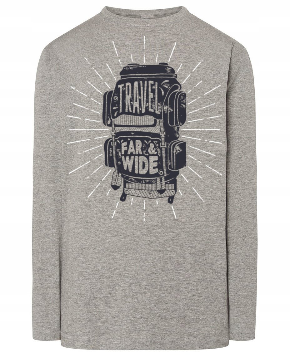 Longsleeve męski nadruk Podróż Travel Plecak r.XXL