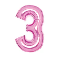 Balony i akcesoria - BALON FOLIOWY CYFRA 3 RÓŻOWY 66 CM - miniaturka - grafika 1