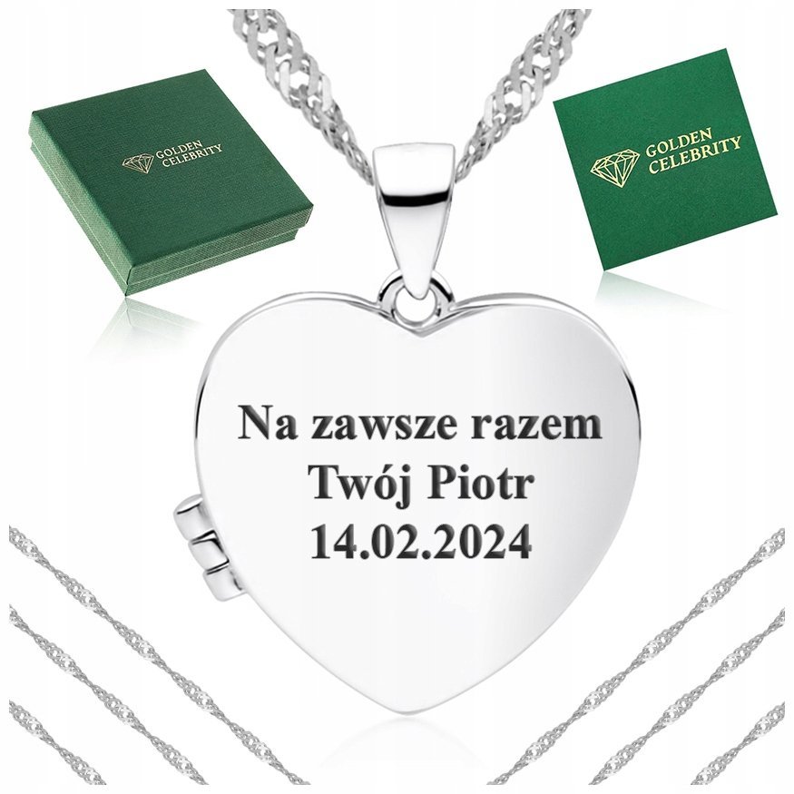 Srebrny Naszyjnik Serce 925 Prezent Dla Kobiety, Żony, Mamy, Babci, Córki