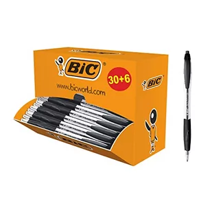 BIC Atlantis klasyczne chowane długopisy kulkowe średnia końcówka 1,0 mm - pudełko 30 + 6 - czarne - Długopisy - miniaturka - grafika 1
