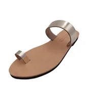 Klapki i japonki damskie - Złote klapki damskie ze skóry naturalnej SANDINISTA S4105A [Rozmiar: 39] - miniaturka - grafika 1