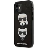 Etui i futerały do telefonów - Karl Lagerfeld Saffiano Karl &amp; Choupette Heads - Etui iPhone 12 mini (czarny) 3700740482384 - miniaturka - grafika 1