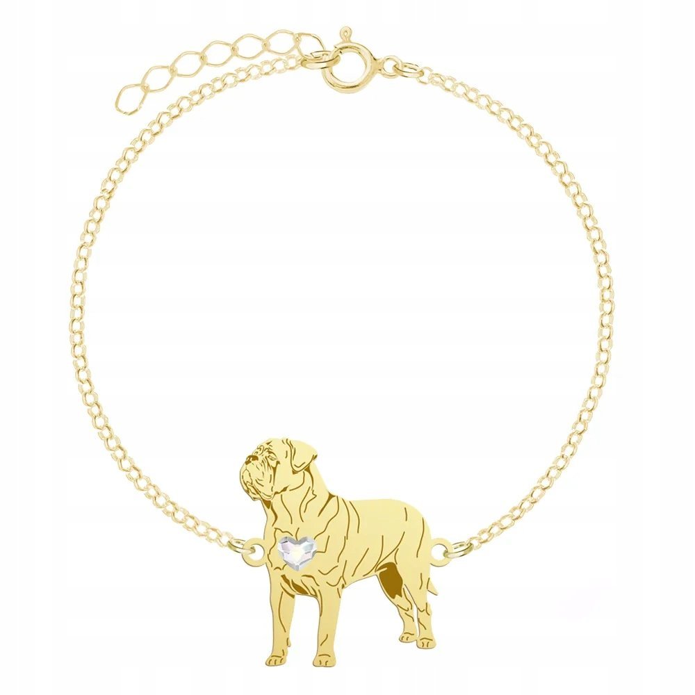 Bransoletka Złota z psem Dog de Bordeaux 925 Prezent Kobieta GRAWER GRATIS