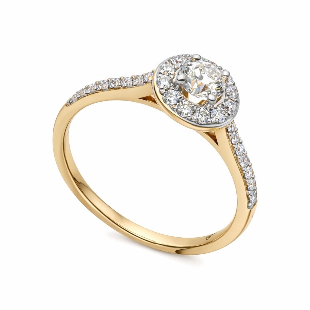 Złoty pierścionek Au 585 z diamentami R40019Y 0,30ct r.12