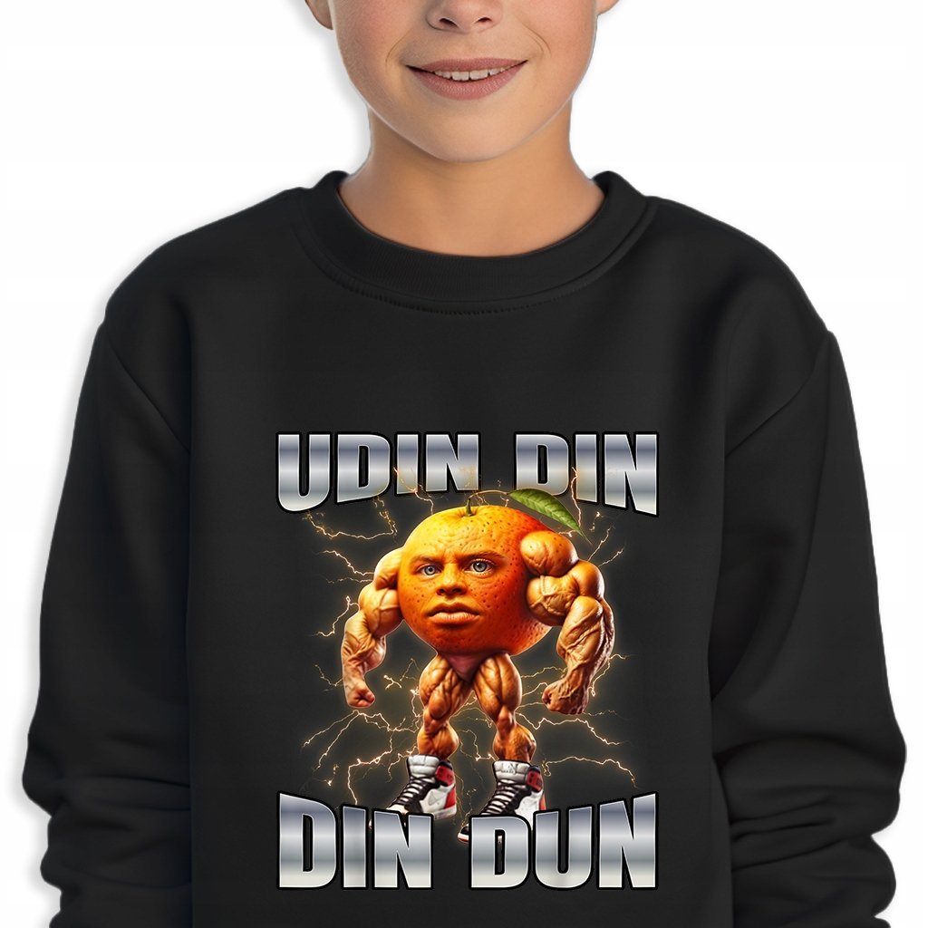 BLUZA Dziecięca Czarna Prezent Na Święta BRAINROT UDIN DIN DIN DUN 164cm