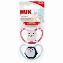 Nuk Smoczek uspokajający silikonowy 6-18m Space 10736366 2 szt. - Smoczki uspokajające - miniaturka - grafika 1