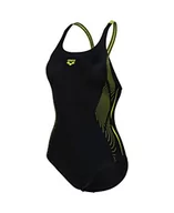 Stroje kąpielowe - ARENA Damski strój kąpielowy Swim Pro Back Graphic jednoczęściowy, czarno-jasnozielony, 46, Czarny, miękki zielony - miniaturka - grafika 1