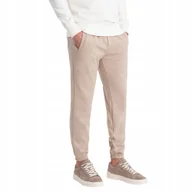 Dresy męskie - Spodnie męskie dresowe CARROT z dzianiny beżowe V2 OM-PASK-0143 XL - miniaturka - grafika 1