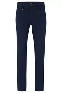 BOSS Męskie spodnie Schino-Slim-O Slim-Fit Twill, z bawełny streczowej z nadrukiem, Dark Blue404, 31W / 34L - Spodenki męskie - miniaturka - grafika 1