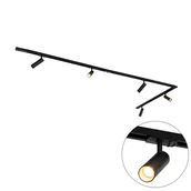 Lampy sufitowe - QAZQA Nowoczesny system szynowy 1-fazowy z 5 reflektorami 35mm czarny - Jeana Luxe - miniaturka - grafika 1