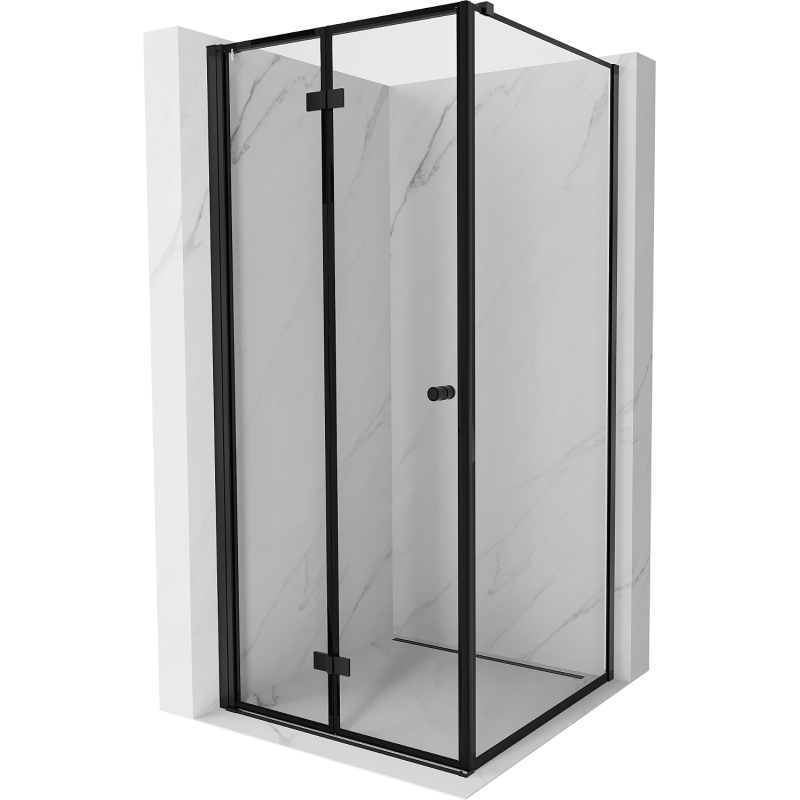 Mexen Mist-F kabina prysznicowa składana lewa 95 x 95 cm, czarna ramka, czarna - 8A6T-095-095-70-70-L