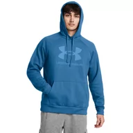 Bluzy sportowe męskie - Męska bluza dresowa nierozpinana z kapturem Under Armour UA Rival Fleece Logo HD - niebieska - UNDER ARMOUR - miniaturka - grafika 1