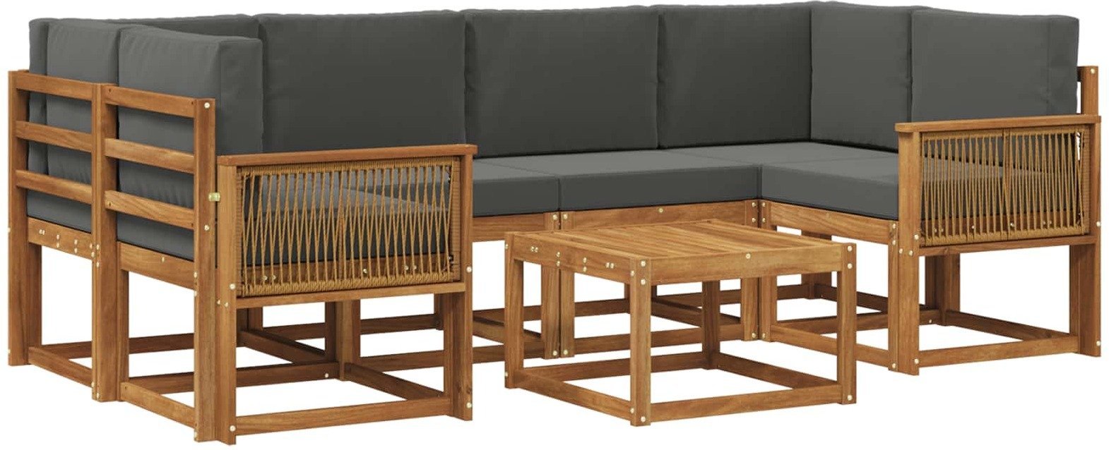 vidaXL Zestaw sof na zewnątrz 7 pcs Naturalny i Antracytowy Poliester