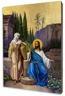 Ikony i obrazy sakralne - Jezus i Samarytanka, ikona religijna - miniaturka - grafika 1