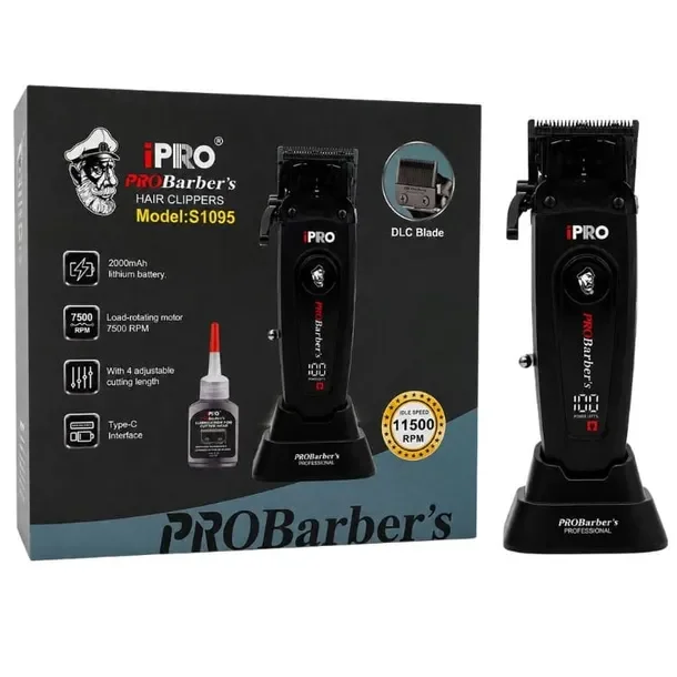 Ipro Probarber's Bezprzewodowa Maszynka Do Strzyżenia Włosów Czarna