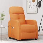 Stoły i łóżka do masażu - vidaXL Elektryczny fotel masujący, żółty, tkanina - miniaturka - grafika 1