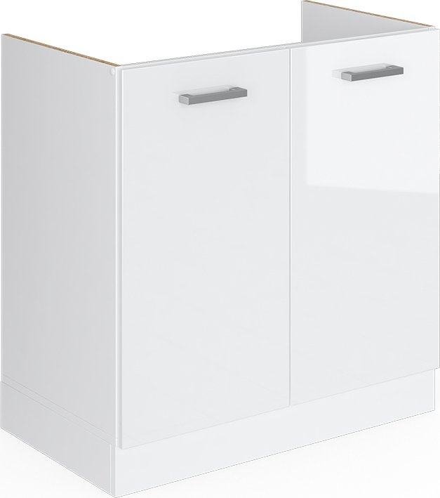 Vicco Podstawa pod zlewozmywak R-Line, 80 cm z drzwiami, bez blatu roboczego, Biały wysoki połysk/Biały