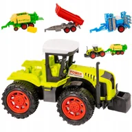 Samochody i pojazdy dla dzieci - TRAKTOR Z PRZYCZEPAMI ZESTAW ROLNICZY TRAKTOR I 3 PRZYCZEPY DUŻY - miniaturka - grafika 1
