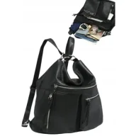 Torebki damskie - Stylowa Torebka na Ramię Plecak Damski 2w1 Czarny LUIGISANTO V85148 Black - miniaturka - grafika 1