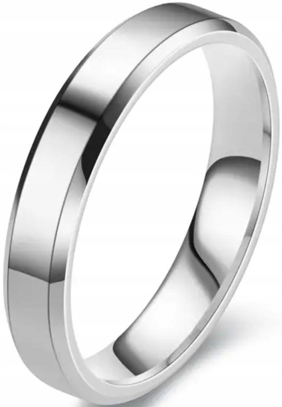 Srebrna Obrączka Fazowana Elegancka Pierścień Sygnet Stal Szlachetna