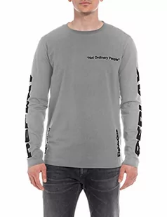 Replay T-shirt męski, Ciemnoszary melanż M03, M - Koszulki męskie - miniaturka - grafika 1