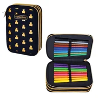 Piórniki - Astra Piórnik Jumbo Szkolny Potrójny Trzyklapkowy Z Wyposażeniem Etui Z Przyborami Szkolnymi Golden Teddy - miniaturka - grafika 1
