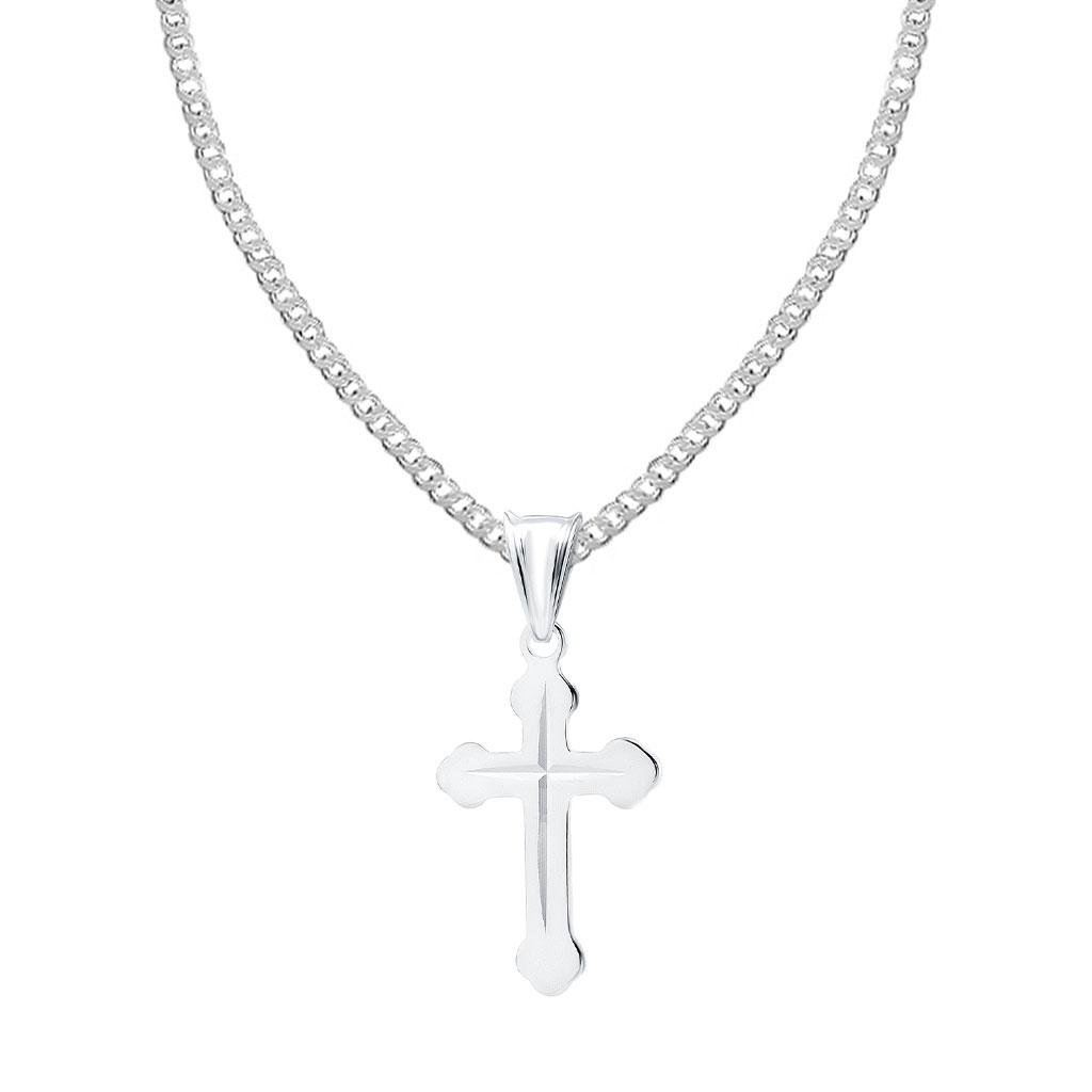 Srebrny łańcuszek z krzyżykiem frezowany SREBRO 92