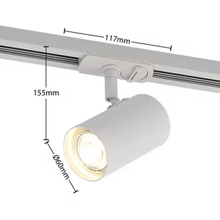Lindby Ties reflektor szynowy LED, 1-fazowy, biały - Lampy pozostałe - miniaturka - grafika 3