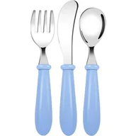Sztućce dla dzieci - Sztućce dla Dzieci Dziecięce Bezpieczne Nieostre Stal Niebieskie 3 szt - miniaturka - grafika 1