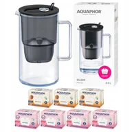 Dzbanki filtrujące - Dzbanek filtrujący szklany Aquaphor Glass czarny 7 filtry Maxfor (4Mg+3H) - miniaturka - grafika 1