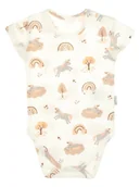 Body dla niemowląt - Dziewczęce body na krótki rękaw w jednorożce kremowe Nicol,r.86 - miniaturka - grafika 1