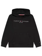 Bluzy dla chłopców - Tommy Hilfiger Bluza Essential Hoody KS0KS00213 Czarny Regular Fit - miniaturka - grafika 1