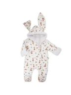 Kombinezony dla dzieci - Niemowlęcy kombinezon dresowy z luną w zajączki biały Nicol,r.56 - miniaturka - grafika 1
