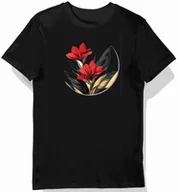 Koszulki męskie - Koszulka męska czarna z nadrukiem tropikalnego czerwonego kwiatu XXL - miniaturka - grafika 1