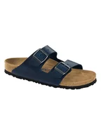 Klapki i japonki damskie - Birkenstock Skórzane klapki "Arizona" w kolorze granatowym - miniaturka - grafika 1