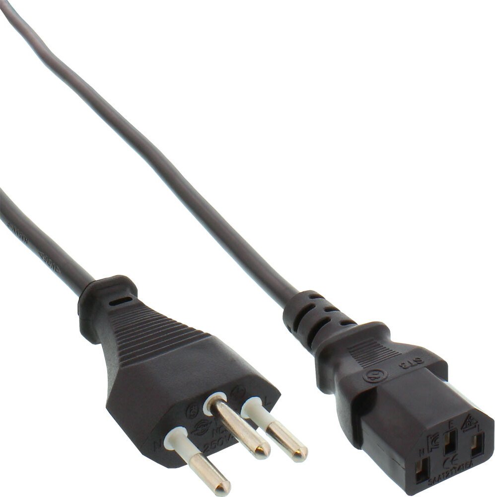 40-pakowy kabel sieciowy InLine®, wtyczka sieciowa Szwajcaria do wtyczki IEC C13