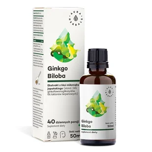 Aura Herbals Aura Herbals Ginkgo Biloba ekstrakt Miłorząb Japoński 50:1 45mg płyn 50 ml 3739641 - Układ nerwowy - miniaturka - grafika 1