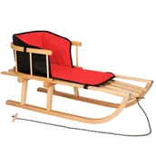 Sanki i ślizgacze - Springos, Sanki Dla Dzieci Drewniane Z Oparciem, Materacykiem - miniaturka - grafika 1