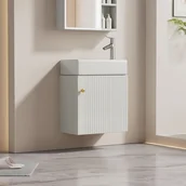 Szafki łazienkowe - Szafka łazienkowa z pojedynczą umywalką, szafka dolna z umywalką ceramiczną - 46 x 26 x 56 cm - drewno MDF - kolor biały - miniaturka - grafika 1