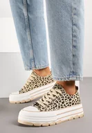 Trampki damskie - Panterkowe Trampki na Grubej Podeszwie pod Kostkę Adsoria - miniaturka - grafika 1