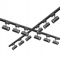 Lampy sufitowe - Zestaw szynowy 3 fazowy 12x Lampa GU10 +4x szyna 1m +łącznik X +3x zaślepka - miniaturka - grafika 1