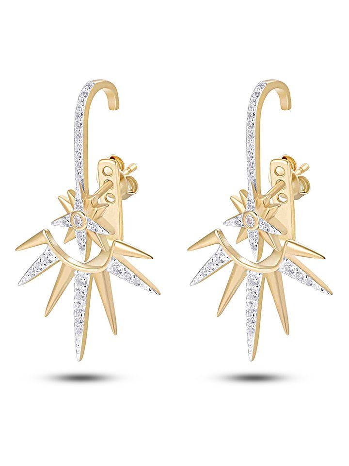 DI GIORGIO Pozłacane kolczyki-wkrętki z cyrkoniami