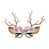 Dodatki do strojów karnawałowych - Xmass Joy Okulary renifera z kwiatkami - miniaturka - grafika 1